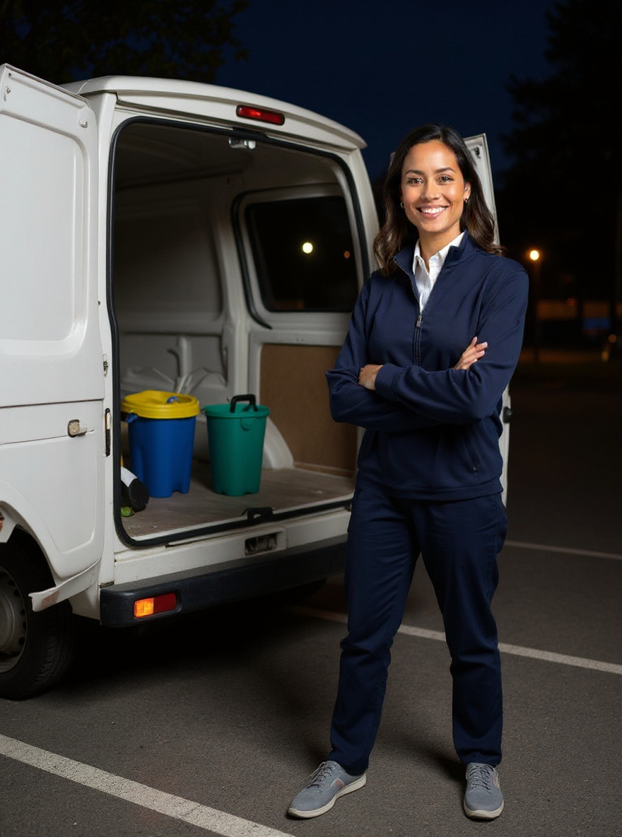 Elena Cruz loading a van at night