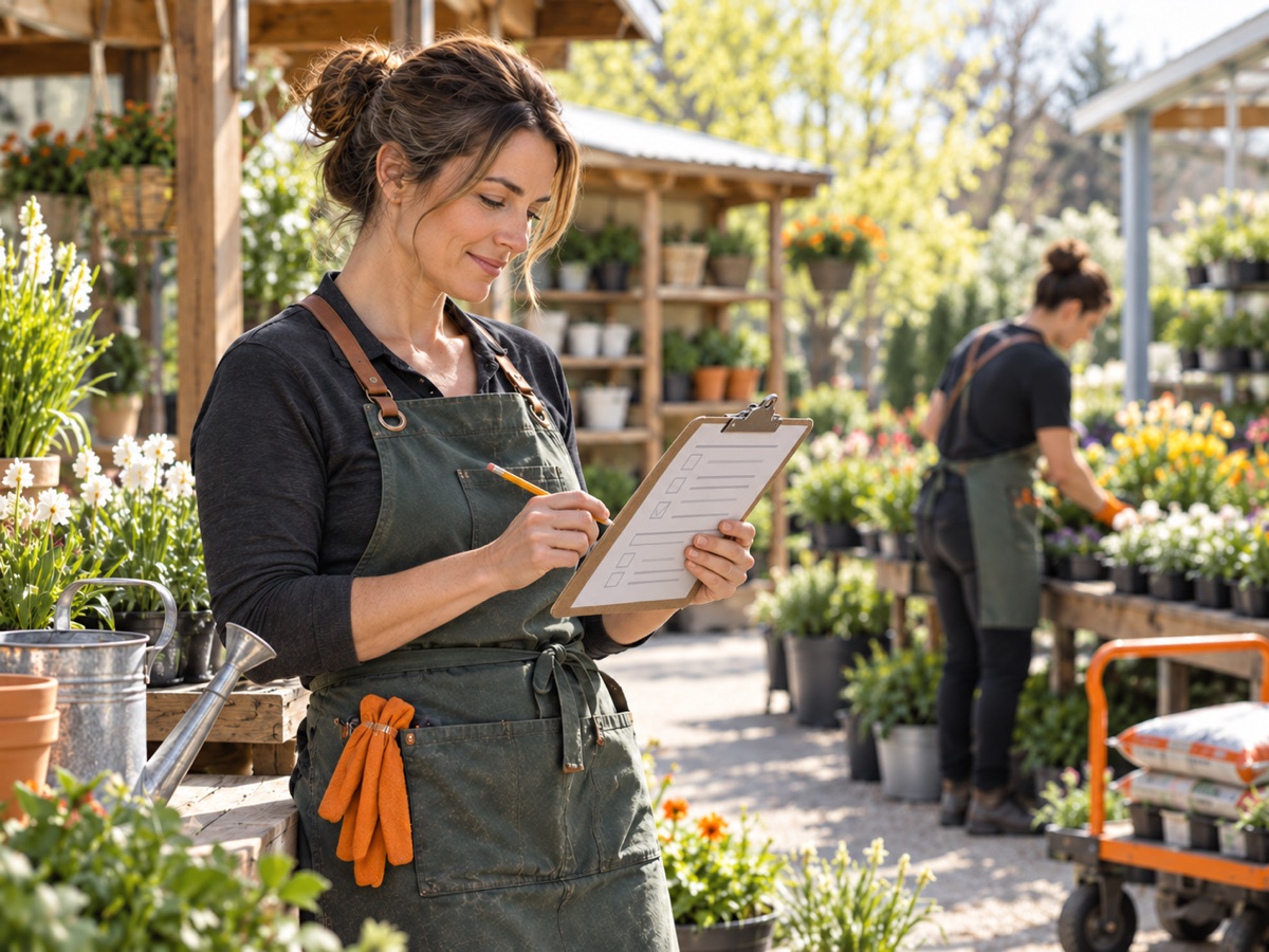 A garden centre owner planning the season calmly, ahead of the rush rather than during it