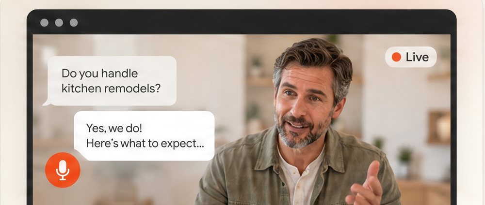 A live interactive presenter answering a visitor question on a website